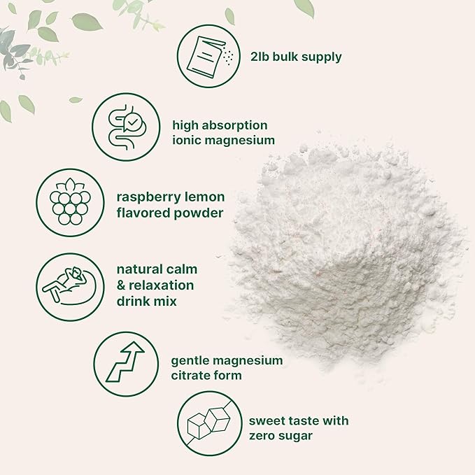 Micro Ingredients MiracleMag Calm Magnesium Powder 2lbs | Magnesium Citrate Powder | Sweet Raspberry Lemon Flavored | Easily Absorbed Ionic Form | Non-GMO Vegan Sugar Free