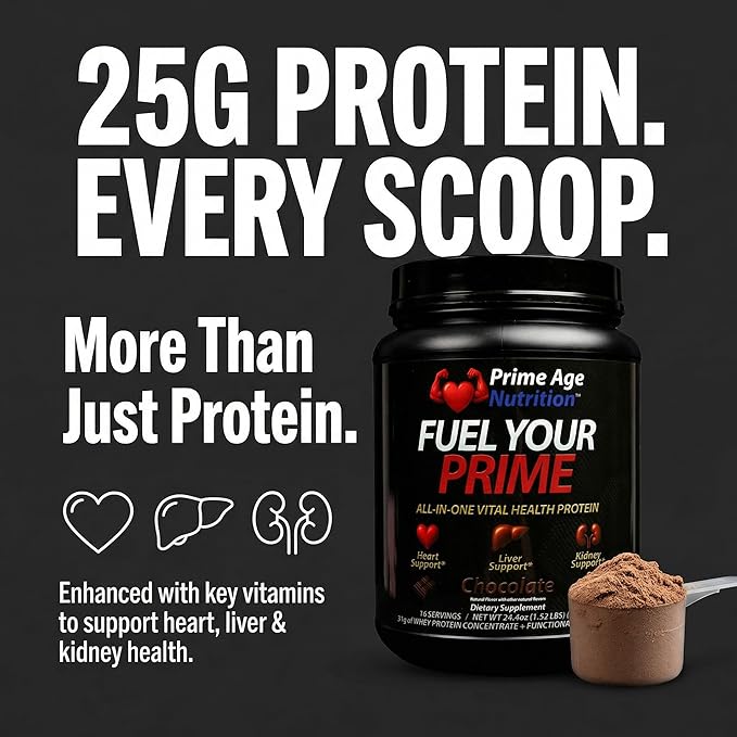 Fuel Your Prime Whey Protein Chocolate Flavor with CoQ10 and Magnesium Supports Circulation &amp Liver Function