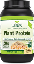 Herbal Secrets Plant Protein 2 Lb Powder | 28 Grams Protein per Serving | 6.1 Grams BCAA | Vegan Supplement | 23 Servings | Made in USA (2 Lb Vanilla)