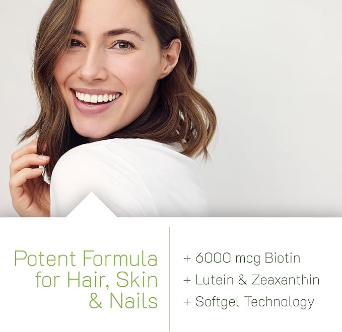 Irwin Naturals Biotin-6000-60 Liquid Soft-Gels Pack of 2 - Supports Strength &amp Protection for Hair &amp Nails - with Avocado Oil Coconut Oil Lutein &amp Zeaxanthin - 60 Total Servings