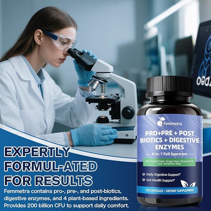 Digestive Enzymes Postbiotics Prebiotics Probiotics for Women Men 200 Billion CFU 36 Probiotic Strains - Complete Gut Digestive Regularity Gas Bloating &amp Immune Support Supplement Vegan 60