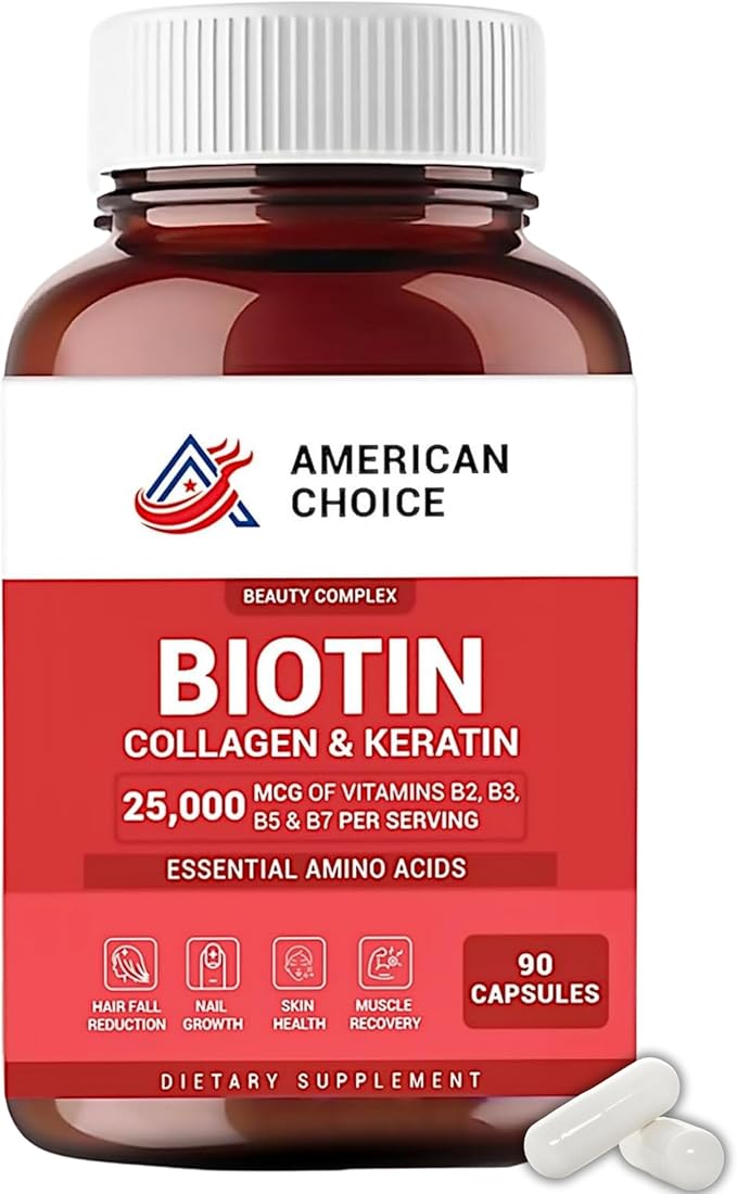 Biotin Collagen Keratin Hair Vitamins Women and Men Biotin for Hair Growth Women Skin and Nails Supplement 25000 mcg with B Vitamins Amino Acids and Minerals Skin and Nail Health 90 Capsules
