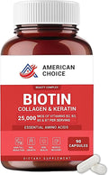 Biotin Collagen Keratin Hair Vitamins Women and Men Biotin for Hair Growth Women Skin and Nails Supplement 25000 mcg with B Vitamins Amino Acids and Minerals Skin and Nail Health 90 Capsules