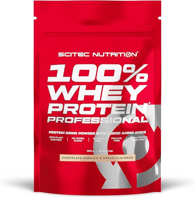 Askshy Scitec Nutrition 100% Whey Protein Professional with Extra Amino acids and Digestive enzymes Gluten Free 500 g Chocolate-Cookies &amp Cream