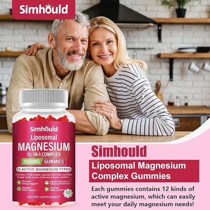2 Packs Liposomal Magnesium Complex Gummies-as 12 Forms of Magnesium CitrateGlycinateMalateOxideand More with Vitamin D3 B6C Ashwagandha &amp CoQ10 for Women and Men-Support Bone &amp Muscle