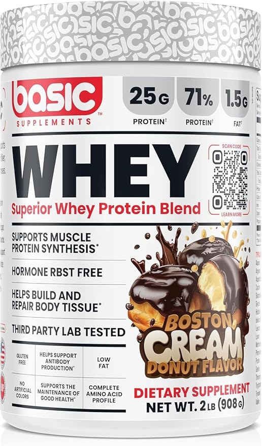 Whey Protein Powder 25g Protein Complete Amino Acid Profile Gluten-Free Low Fat RBST-Free Supports Muscle Recovery &amp Antibody Health