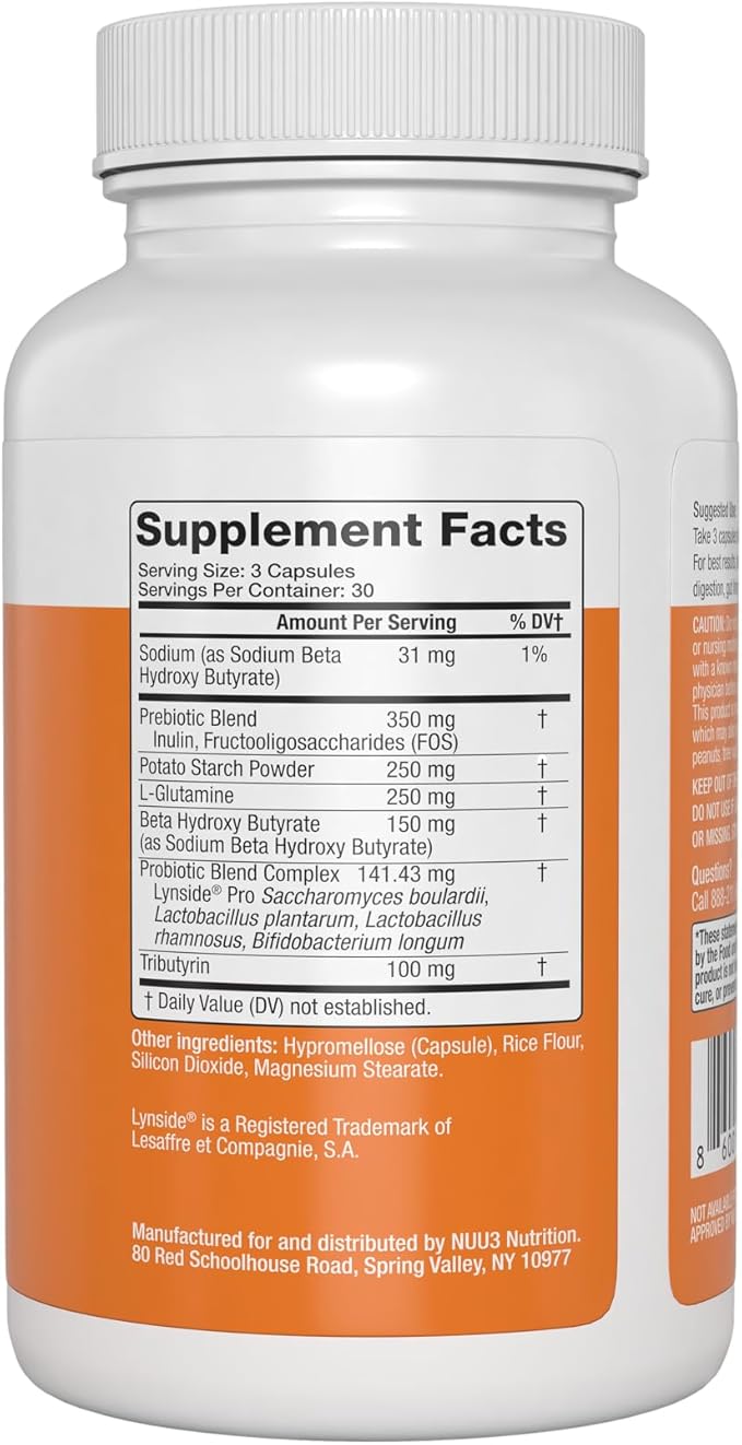NUU3 Gut Health 365 - Digestive Enzymes &amp Probiotic Supplement for Women &amp Men - Bloating &amp Digestion Relief - Supports Gut Microbiome &amp Healthy Immune Function - 90 Capsules
