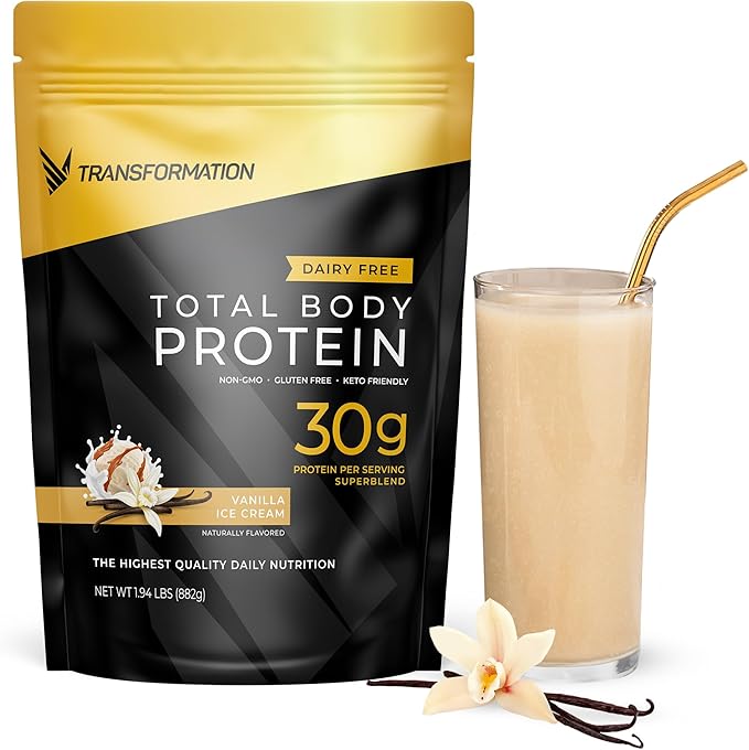 Transformation Protein Super Blend | Egg White Collagen Peptides and Plant Protein | 15 Billion CFU Probiotics | Digestive Enzymes | MCT Oil | BCAAs | Low Carb Shake for Men &amp Women | Vanilla