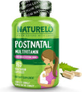 NATURELO Postnatal Multivitamin - Supplement for Breastfeeding Women - Plant-Based Vitamin D Folate Gentle Iron - for Nursing Mother Baby - Post Natal Lactation Support 180 Capsules