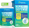 H. Pylori Defense Probiotics 100 Billion CFU - Lactobacillus Reuteri Mastic Gum Berberine Zinc Carnosine Green Tea for Digestive &amp Gut Health Stomach Comfort Vegan 120 Capsules