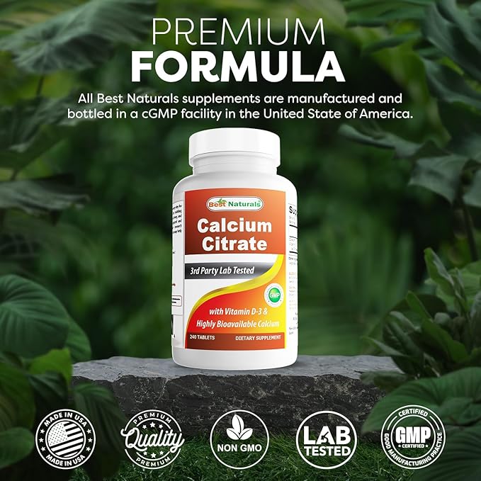 Best Naturals Calcium Citrate with Vitamin D-3 240 Tablets (240 Count (Pack of 2))