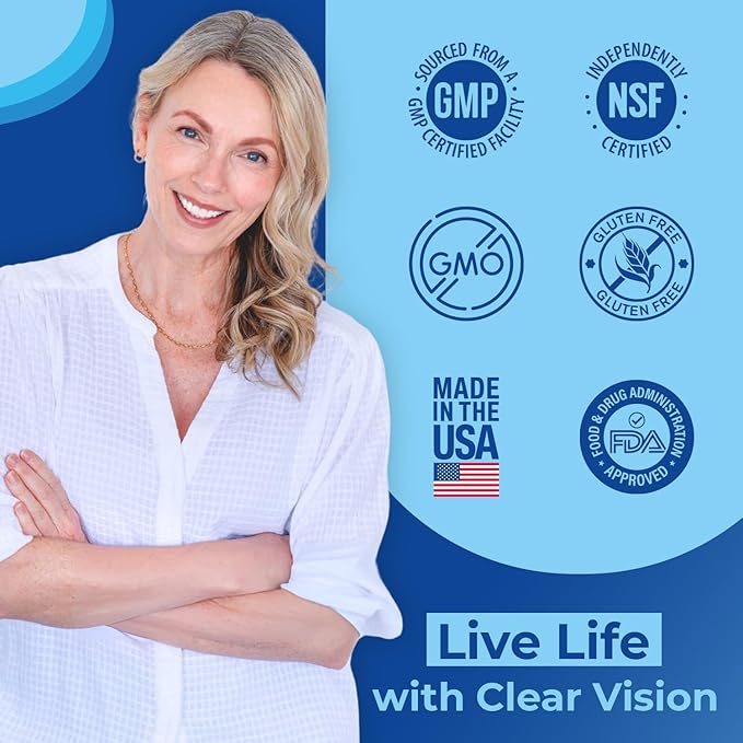 SightCare - Vision Support Supplement - Natural Formula for Eye Health Clarity &amp Focus - Advanced Eye Support 60 Capsules - 2 Pills Daily