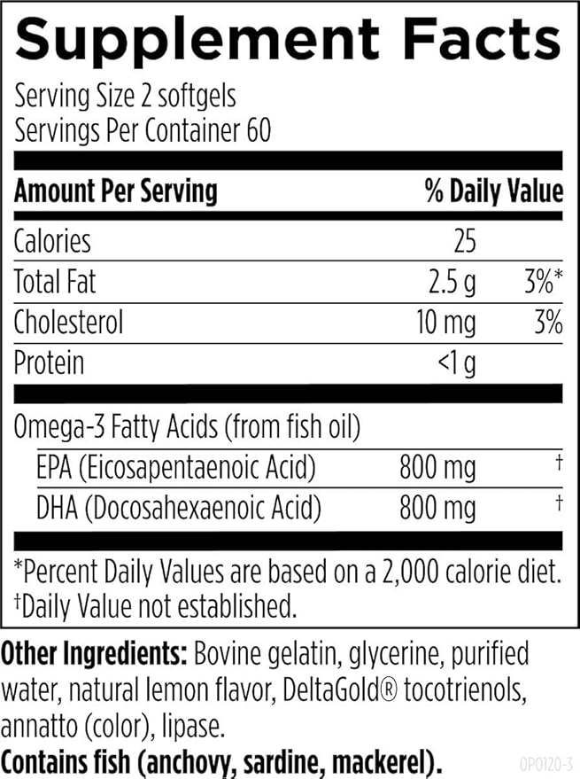 Designs for Health OmegAvail Hi-Po - TG (Triglyceride) Omega-3 Fish Oil Supplement 1600mg EPA/DHA per Serving with Lemon + Vitamin E to Minimize Fishy Taste (120 Softgels)