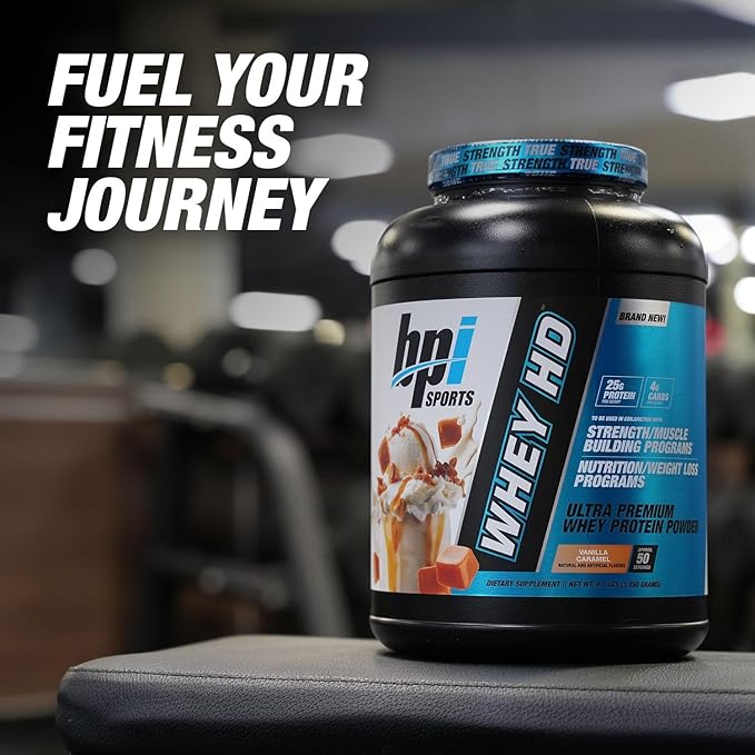 BPI Sports Whey HD Ultra Premium Protein Powder Salted Caramel 4.1 Pound
