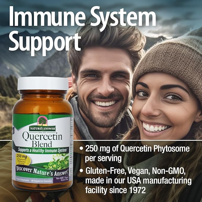 Nature's Answer Quercetin Blend 60 Capsules Respiratory Support* | Immune Support* | Gluten Free | Kosher | Vegetarian | Vegan | Non-GMO