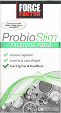 Force Factor ProbioSlim + Prebiotic Fiber Weight Loss Supplement for Women and Men Probiotic and Prebiotic Digestive Health Support with Green Tea Extract and Psyllium Husk Fiber 120 Capsules