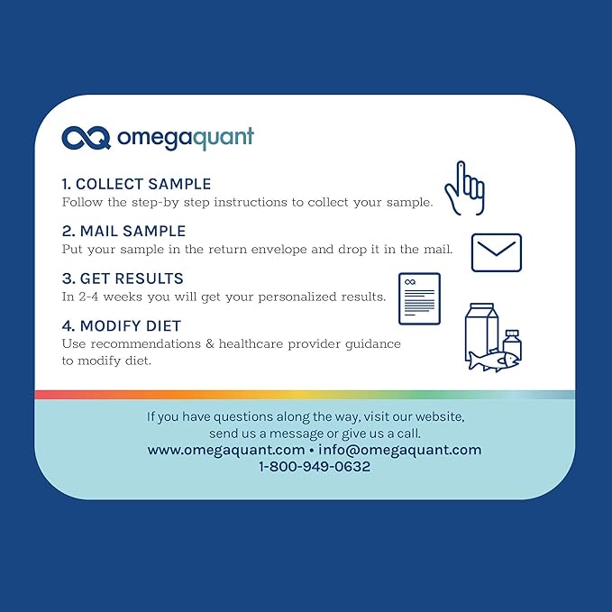 OmegaQuant Omega-3 Index Basic - The Original Omega-3 Blood Test Kit with one Drop of Blood Home Kit Includes Blood Collection Kit | 1 Omega-3 Test Kit
