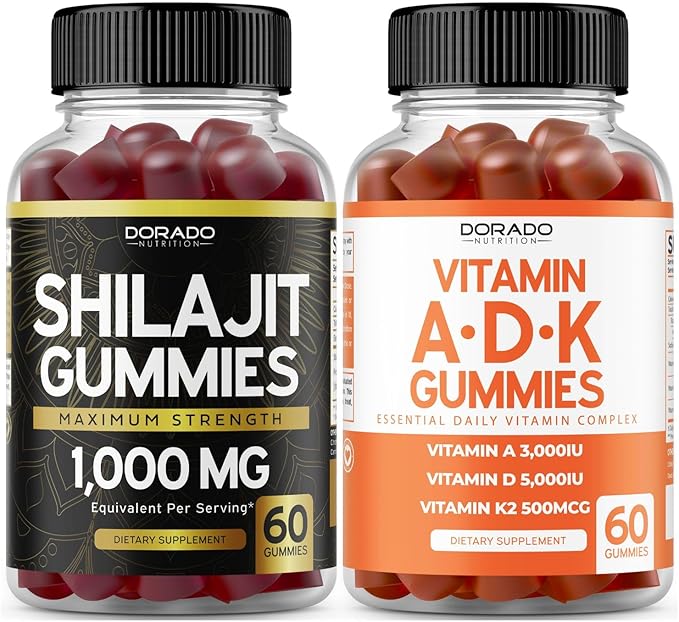 DORADO NUTRITION Shilajit Gummies for Men &amp Women (60CT) and ADK Gummies Vitamin D3 K2 (60 Sugar Free)