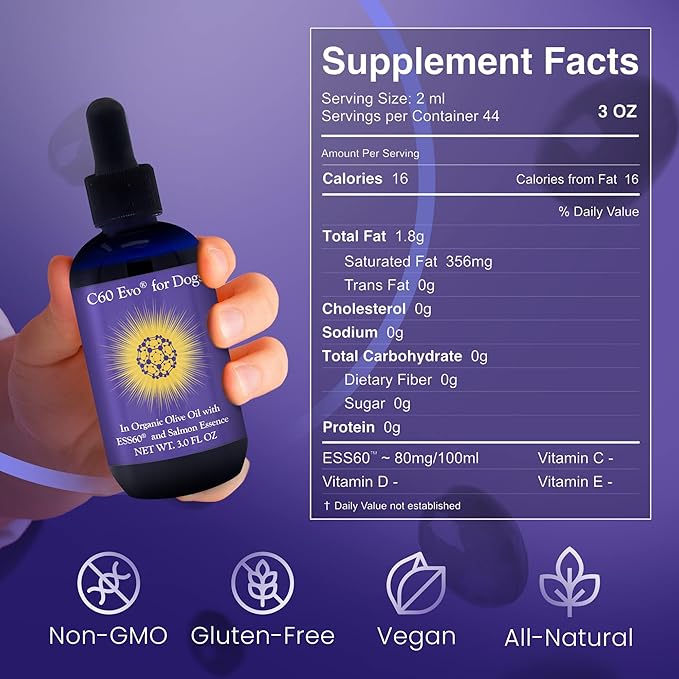 Dog Lover Set - A Bottle for Each of You Pure ESS60 in Extra Virgin Olive Oil for Humans and Canines Dog Supplements Must-Have Pet Supplies and Dog Products