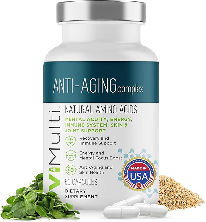 Amino Acid Supplement Capsules with L-Arginine L-Ornithine HCl L-Glutamine L-Lysine Glycine Ornithine Alpha-Ketoglutarate Dietary Amino Formula for Women Men 60 Capsules