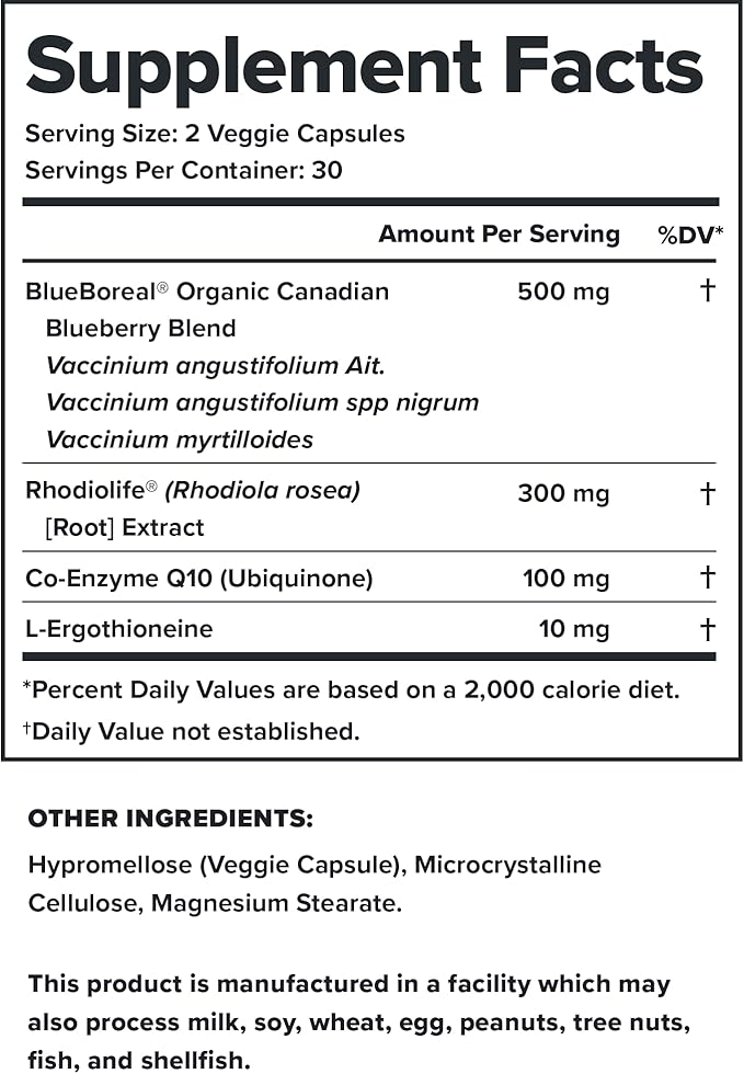 LEGION Vitality – Natural Wellness Supplement w/BlueBoreal Rhodiola Rosea Co-Q10 &amp L-Ergothioneine –30 SVG