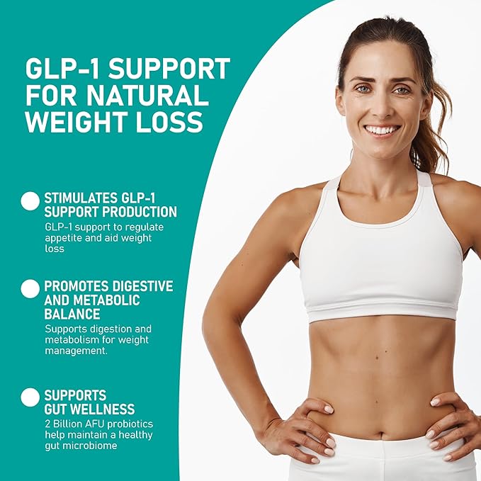 GLP-1 Support Weight Loss Probiotic Prebiotic Supplement - Natural GLP 1 Support with Akkermansia Muciniphila - Fat Burn Support for Women Men
