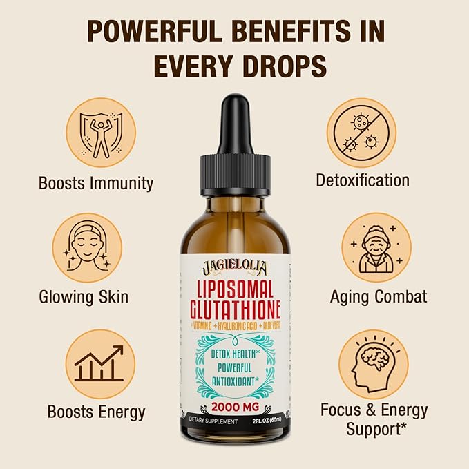 Liposomal Glutathione Liquid 2000MG – Antioxidant Detox Supplement for Women &amp Men Aging Defense Liver Function &amp Energy with Hyaluronic Acid + Aloe Vera + Vitamin C Natural &amp Vegan 4