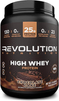 Revolution Nutrition High Whey Protein Powder 2LB Whey Isolate Gluten Free Lean Muscle Mass for Men &amp Women 25g of Protein Per Scoop 908 g 24 Servings (Chocolate Cake 2 Pound)