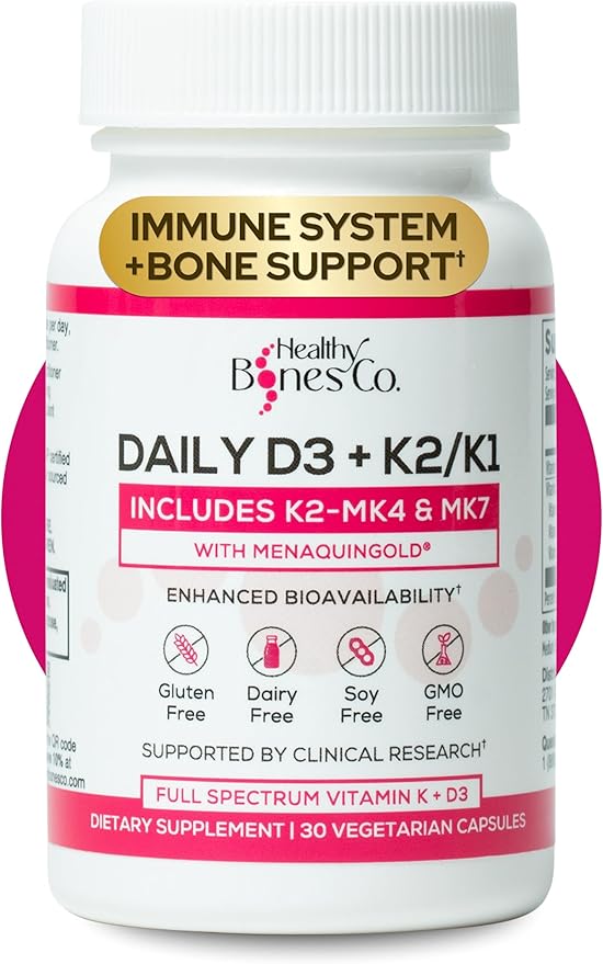 Premium D3 K2 - Full Spectrum Vitamin D3 K2 2000 IU D3 + MK7 + MK4 + K1 Daily D3 K2 &amp K1 Supplements - Vitamin D Supports Calcium Absorption for Strong Bones &amp Immune Health - 30 Capsules