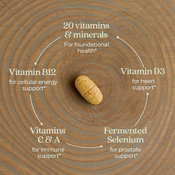 New Chapter Men’s Multivitamin 40+ Extra B6 &amp B12 D3 Vitamin C &amp Zinc Immune Heart Cellular Energy and Brain Health Gentle on The Stomach One Daily Non-GMO Gluten-Free 48 Tablets