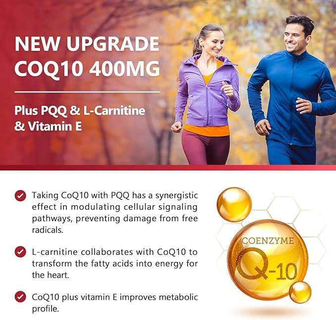 NATURE TARGET CoQ10-400mg with PQQ Omega-3s &amp L-Carnitine High Absorption Coenzyme-Q10 with BioPerine Supports Heart Brain Immune System Energy Production 120 Servings