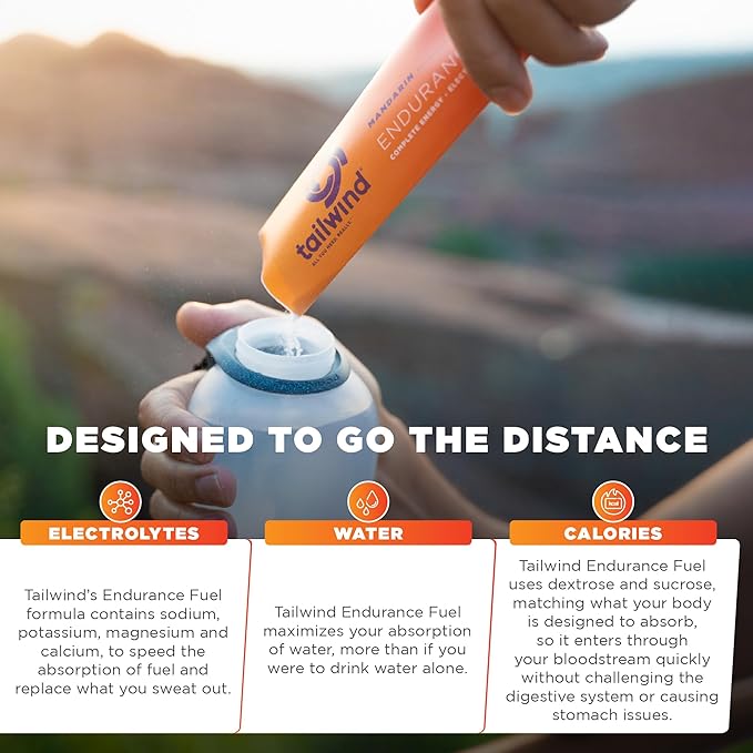 Tailwind Nutrition Endurance Fuel Carbohydrate &amp Electrolyte Sports Drink Mix Powder Gluten-Free Vegan Mandarin Orange 30 Servings
