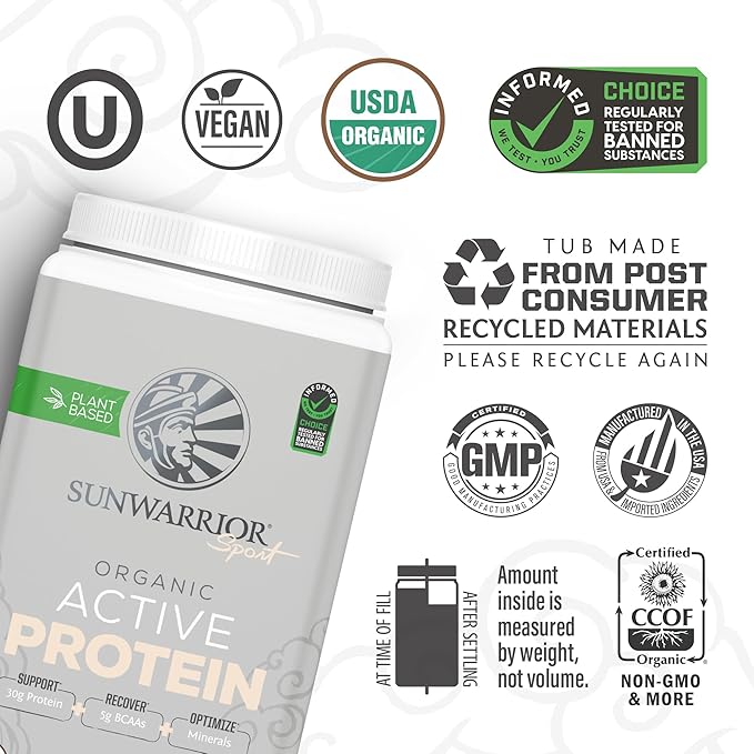 Sunwarrior Active Preworkout Hydration Blend &amp Chocolate Active Organic Protein Powder Set | Bundle &amp Save | Non-GMO Soy Dairy &amp Gluten Free (30 Servings Pre Workout 20 Servings Protein)