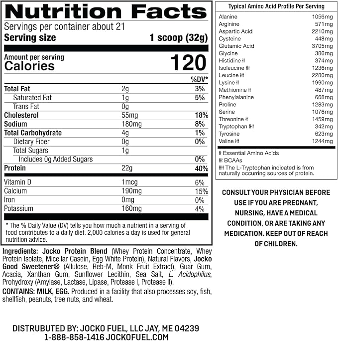 Jocko-Mölk Protein Powder 21 Servings - Grass-Fed Whey Micellar Casein Egg Protein Blend with Digestive Enzymes Probiotics Sugar-Free Soy-Free Gluten-Free (1.48 lbs Mölk-Vanilla)