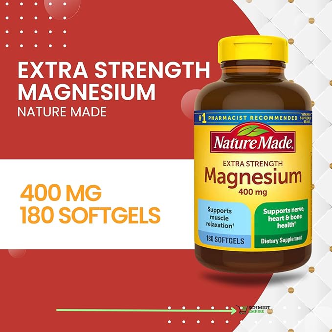 Extra Strength Magnesium 400 mg 180 Softgels (Pack of 2)