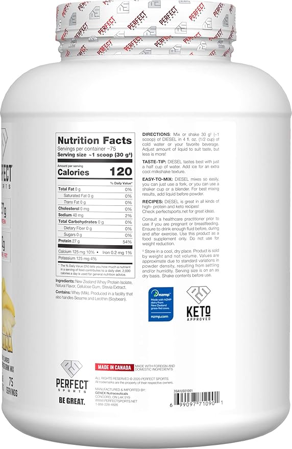 PERFECT SPORTS Diesel 100% New Zealand Whey Isolate - 5lbs Banana