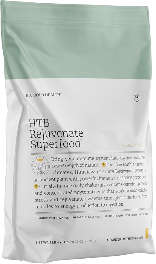 BIG BOLD HEALTH HTB Rejuvenate Superfood Plant-Based Protein Powder | Himalayan Tartary Buckwheat with Polyphenols &amp 17g Protein | Gut &amp Immune Support | Vanilla Flavor