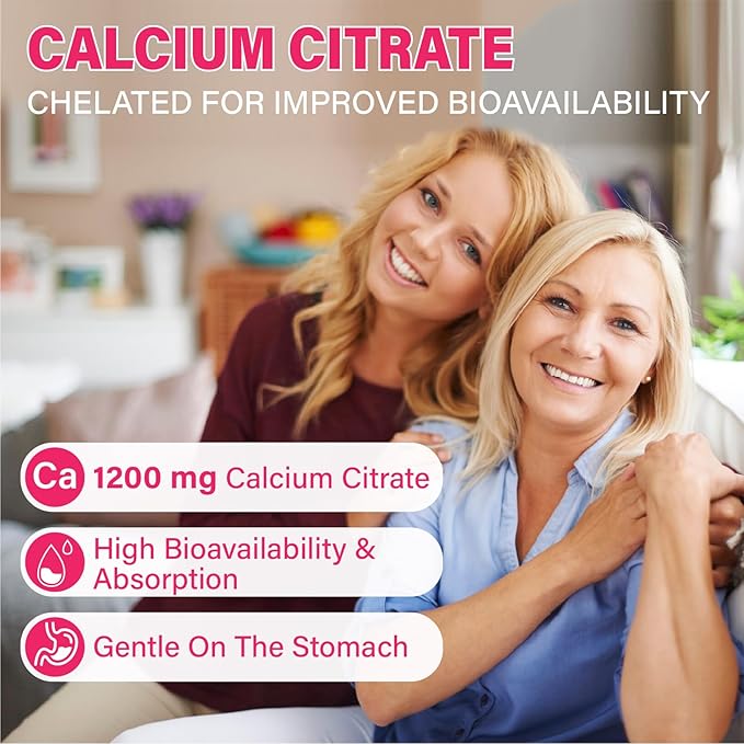 Calcium Citrate Gummies 1200 mg for Adults: Ultimate Absorption Calcium Supplement for Women &amp Men - Easy to Digest Vegan Non-GMO Gluten Free - Natural Strawberry Flavor