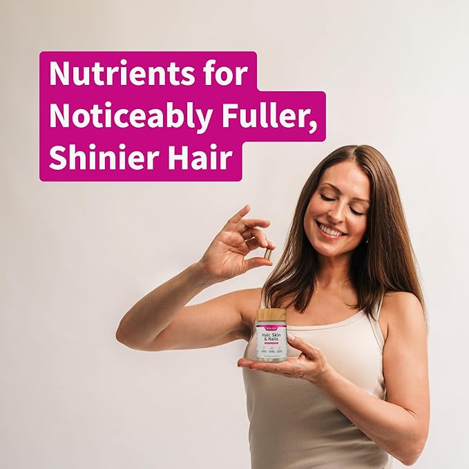 Snap Supplements Hair Skin and Nails Vitamins Support Hair Growth Nourish Skin and Nails with Biotin Collagen Kelp Bamboo and Other Vitamins Radiant Skin Strong Hair and Nails 60 Capsules