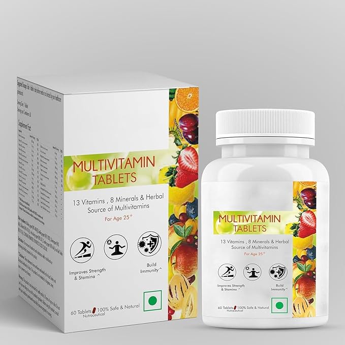 Multivitamin with Biotin Vitamin C &amp 21 Nutrients for Overall Health Radiance Strong Bones &amp Immunity (Veg) 60 Tablets (Pack of 1)
