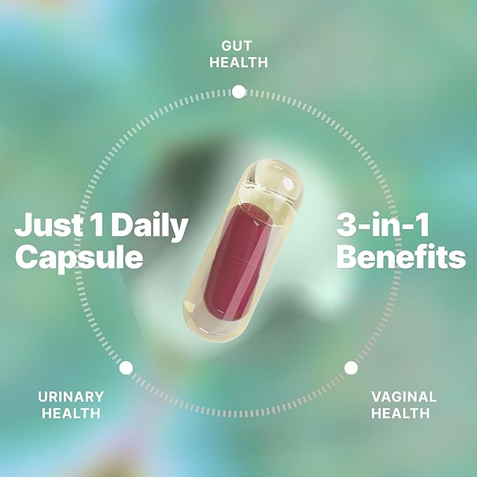 Evvy Women's 3-in-1 Complete Probiotic I Daily Probiotic Supplement to Reduce Bloating I Supports Gut Urinary &amp Vaginal Health | Includes Vaginal Probiotics for Feminine Care | 30 Day Supply
