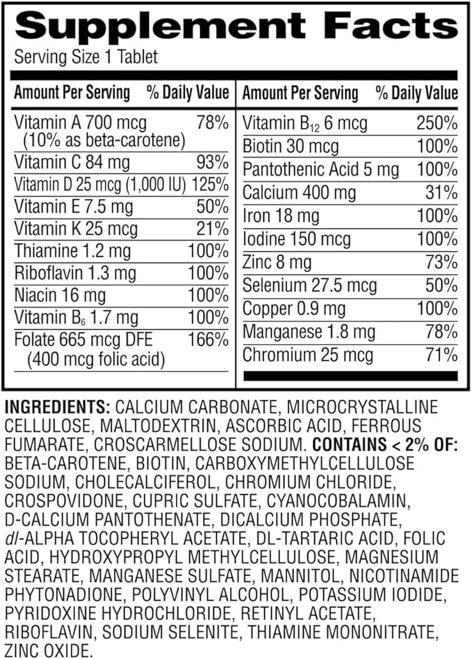Equate One Daily Women's Multivitamin Multimineral Supplement Tablets for Adult Women 200 Count Sticker