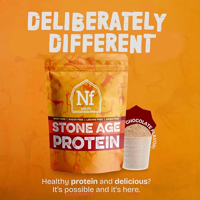 Nutra Farms Stone Age Protein | Gluten-Free Egg White Protein Powder | Egg White Powder | Dairy Free Sugar Free &amp Gut-Friendly | Chocolate 2 lbs