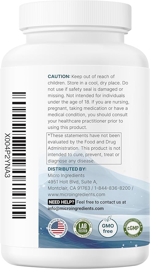 Micro Ingredients Pure Magnesium Complex 300 Capsules | Triple Magnesium Glycinate Malate Taurate with Vitamin C | 100% Chelated | Supports Muscles Nerves &amp Energy | Only Active Ingredients