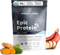 Sprout Living Epic Protein Plant Based Protein &amp Superfoods Powder Real Sport | 24 Grams Organic Protein Powder Recovery Vegan Non Dairy Non-GMO Gluten Free Low Sugar (1 Pound 12 Serving