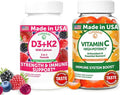 Lunakai USA Made D3+K2 with Calcium &amp Vitamin C Gummies Bundle – Vegan Non-GMO – 60 Gummies Each