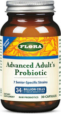Flora - Advanced Adult's Blend Probiotic Seven Senior-Specific Strains Gluten Free Raw Probiotic with 34 Billion Cells 30 Capsules