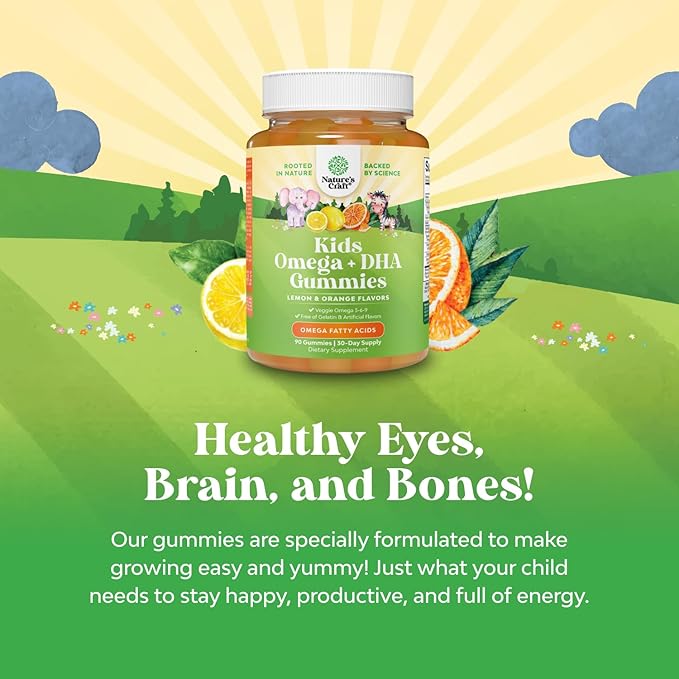 Bundle of Plant Based Kids Multivitamin Gummies with Vitamins A C D3 E B Zinc and DHA Omega 3 Gummies with Vegetarian 6 9 for Vision Brain Immunity Support Non-GMO Gluten Free Gelatin Free Supplement
