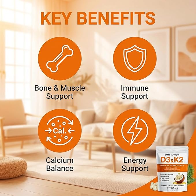 ELVERA Vitamin D3 K2 Magnesium Complex Extra Strength D3 &amp K2 with Triple Magnesium Softgels D3 K2 Vitamin 10000 IU Softgels(1)