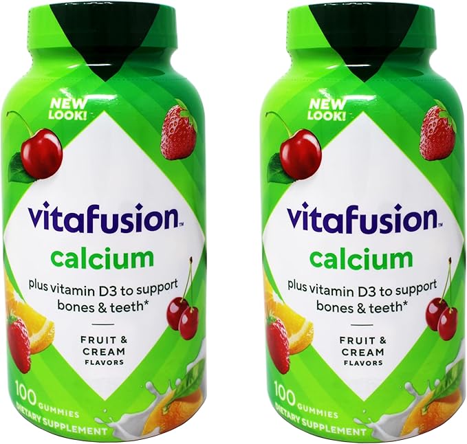 Vitafusion Calcium Gummy JKHyWW Vitamins for Adults 500 mg 100 Count (Pack of 2)